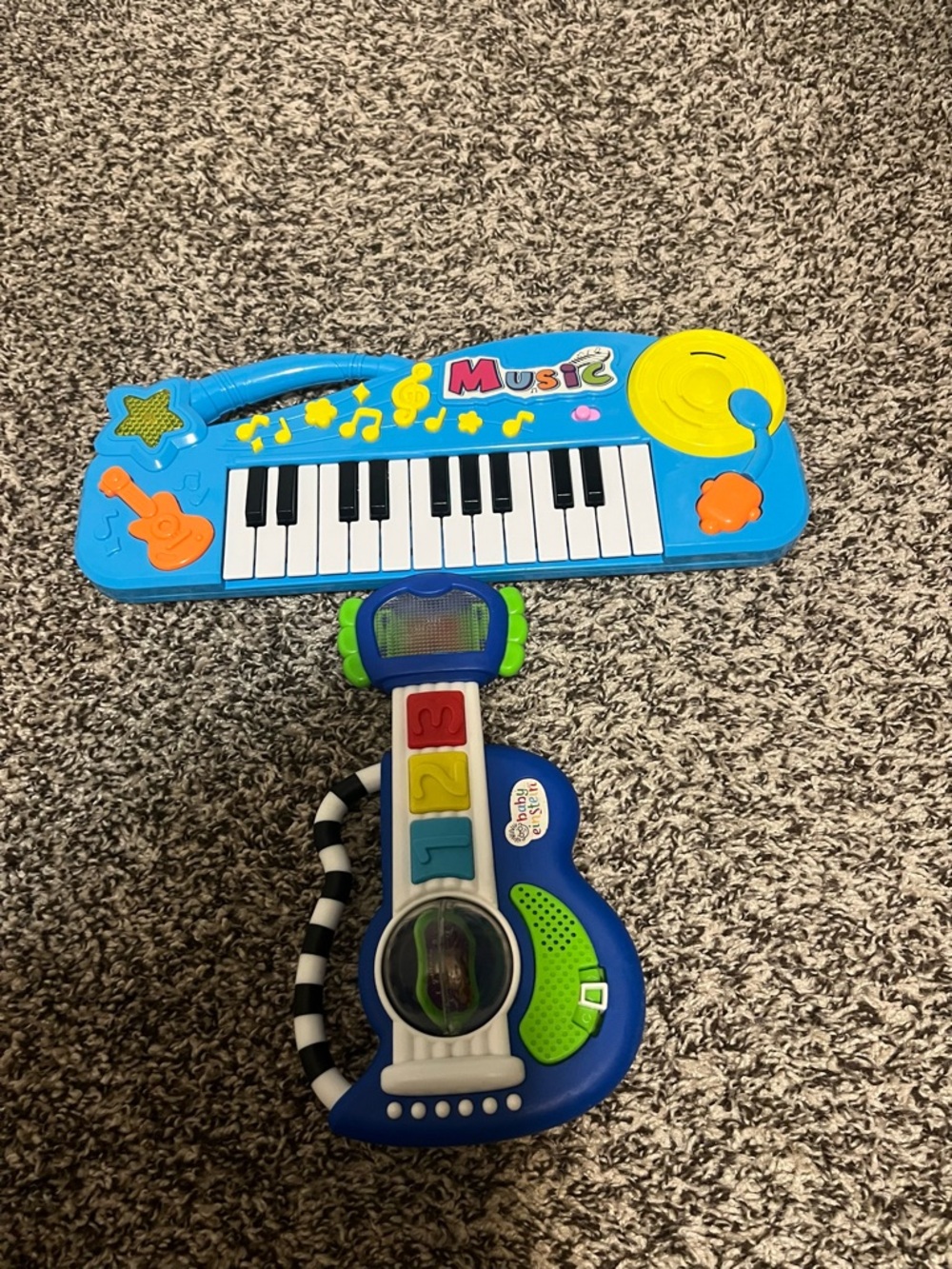 Blue Kids Electronic Keyboard and Guitar Toy Set - Musical Learning Playset